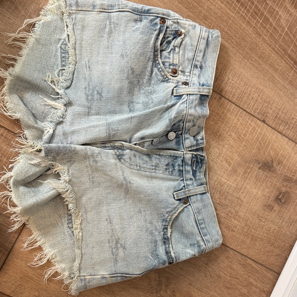 Levi's Light Blue Distressed Jean Shorts